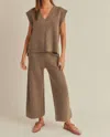 Miou Muse Cozy Combo Knit Loungewear Set In Brown In Brown