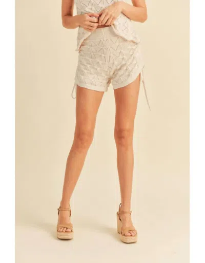 Miou Muse Crochet Knit Shorts In Beige