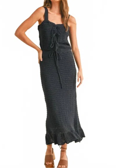 Miou Muse Crochet Top And Skirt Set In Navy In Blue