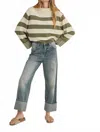Miou Muse Straight Leg Cuffed Hem Jeans In Light Wash In Blue