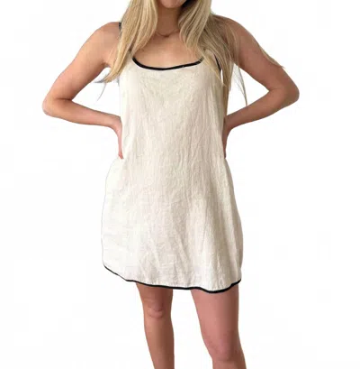 MIOU MUSE DAKOTA LINEN TANK MINI DRESS IN CREAM
