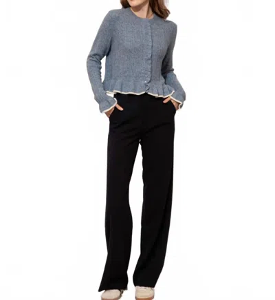 Miou Muse Della Button Front Cardigan In Dusty Blue In Gray