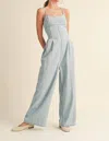Miou Muse Denim Jumpsuit In Blue In Blue