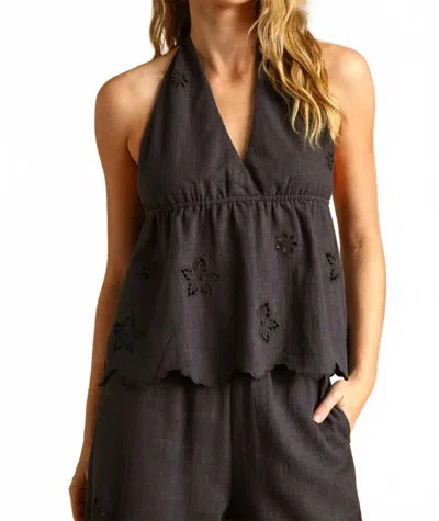 Miou Muse Desert Bloom Halter Top In Midnight In Multi
