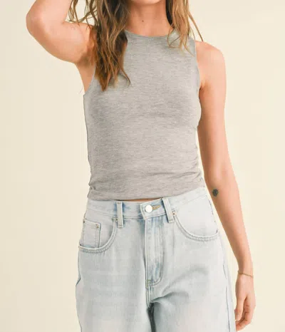Miou Muse Double Layered High Neck Tank Top In Lt Grey In Multi
