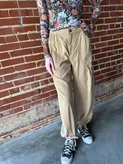 Miou Muse Drawstring Utility Pants In Camel In Neutral