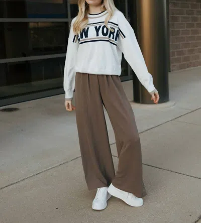 Miou Muse Elastic Waist Pants In Brown