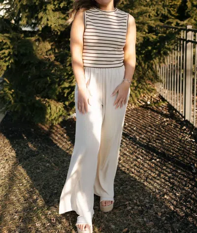 Miou Muse Elastic Waist Pants In Sand