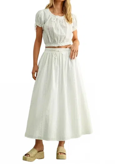 Miou Muse Embroidery Full Skirt In Ivory In White