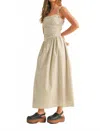 Miou Muse Evelyn Striped Tie Strap Midi Dress In Black Stripe In White