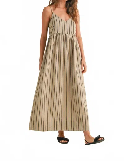 Miou Muse Exquisite Stripe Maxi Dress In Beige, Charcoal In Brown