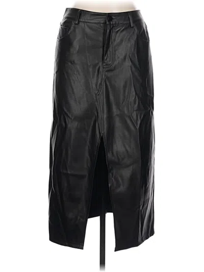 Pre-owned Miou Muse Faux Leather Skirt In Black