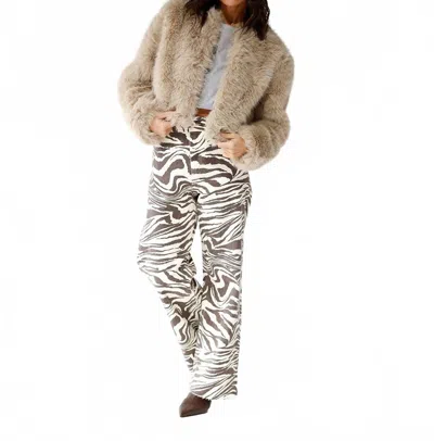 Miou Muse Feelin' Wild Wide Leg Jean In Zebra Print In Animal Print