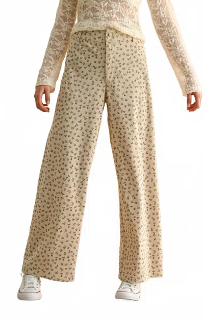 Miou Muse Floral Corduroy Pants In Stone/brown In Neutral