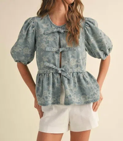 Miou Muse For All Occasions Jacquard Top In Denim