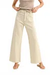 Miou Muse Front Pocket Straight Wide Leg Pants In Washed Beige In Neutral