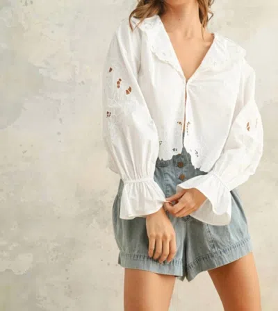 Miou Muse Garden Treasures Eyelet Top In White