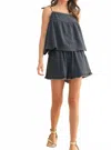 Miou Muse Gauze Tank Top And Short Set In Navy In Black