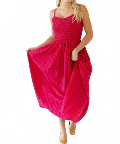 Miou Muse Gemma Gingham Maxi Dress In Cherry-fuchsia In Pink