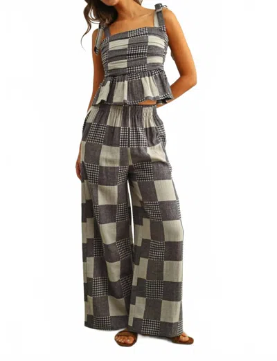 Miou Muse Gingham Patch Effect Pants In Navy In Blue