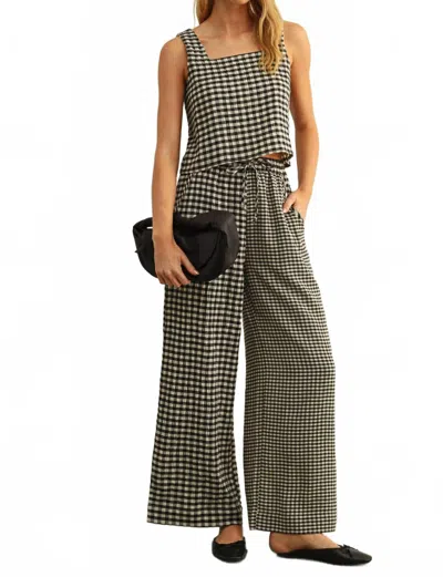 Miou Muse Grant Gingham Straight Pants In Grey In Gray