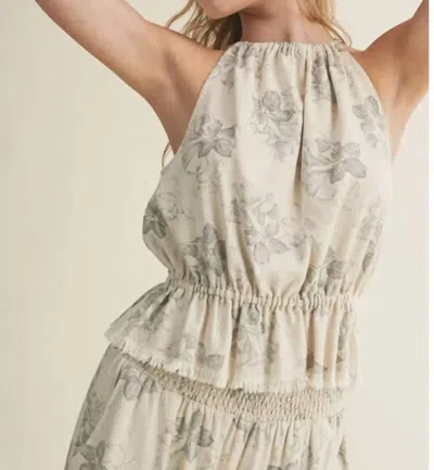 Miou Muse Greta Print Sleeveless Top In Grey In Neutral