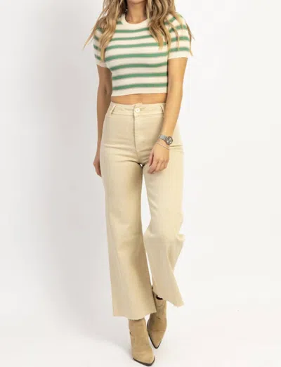 Miou Muse Hailey Wide Leg Denim Pant In Beige