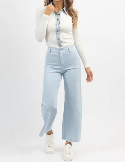 Miou Muse Hailey Wide Leg Denim Pant In Sky In Blue
