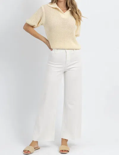 Miou Muse Hailey Wide Leg Denim Pant In White