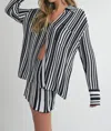 MIOU MUSE HALF MOON STRIPED TOP IN BLACK/WHITE