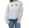 MIOU MUSE HEART PATTERN SWEATER IN CREAM/BLUE