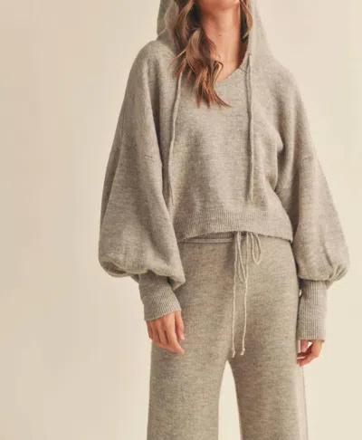 Miou Muse Hearts Alike Hooded Pullover Sweater In Heather Grey