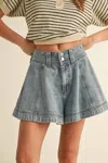 Shop Miou Muse High Waist Flared Denim Skorts