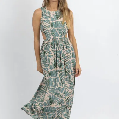 Miou Muse Isla Tropic Cutout Dress In Teal In Green