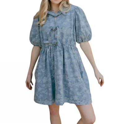 Miou Muse Jacquard Dress In Denim In Multi