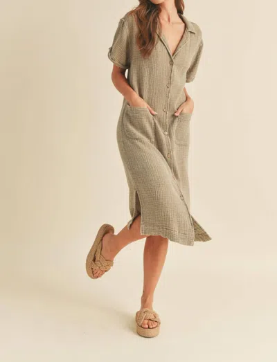 Miou Muse Jenny Shirt Dress In Olive In Brown