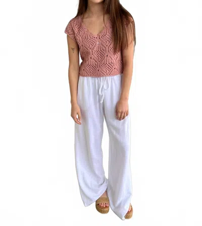 Miou Muse Kendall Wide Leg Linen Pants In White