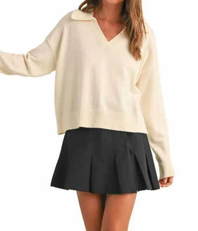 Miou Muse Knitted Top Soft Sweater In Cream In White
