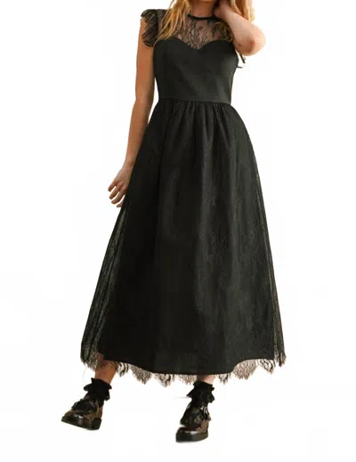 Miou Muse Lace Midi Dress In Black
