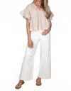 Miou Muse Laney Wide Leg Denim Jeans In Off-white In White