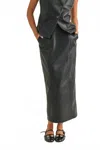 Miou Muse Leather Pencil Skirt In Black In Gray