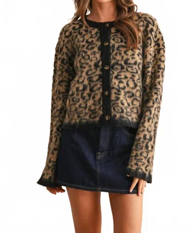 Miou Muse Leopard Print Cardigan In Brown In Multi