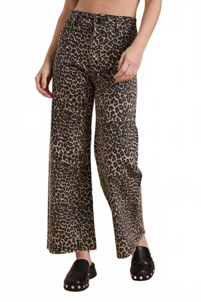 Miou Muse Leopard Print High Rise Pants In Beige / Black In Brown