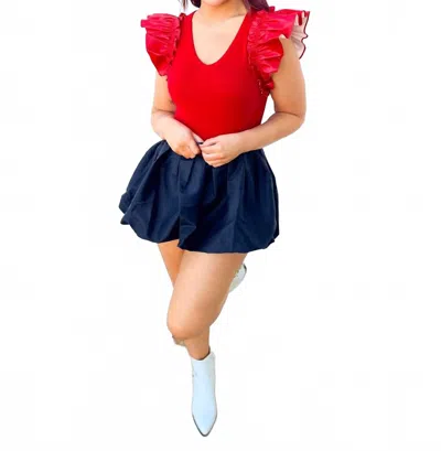 Miou Muse Life Of The Party Metallic Balloon Mini Skirt In Black In Blue