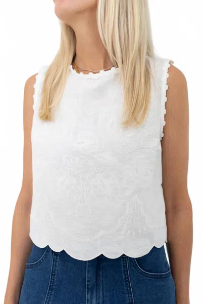 Miou Muse Lightweight Short Sleeve Cropped Tank Top In White