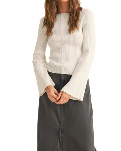 Miou Muse Lily Ribbed Long Sleeve Top In White