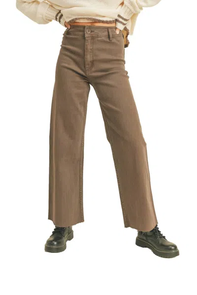 Miou Muse Lindsay Straight Wide Leg Pants In Brown