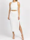 Miou Muse Linen Pinstripe Midi Skirt Set In White In White