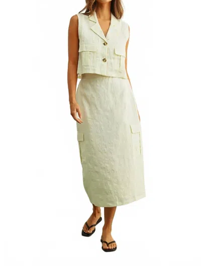 Miou Muse Linen Sleeveless Button-up Vest In Ivory In Neutral