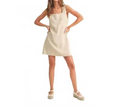 Miou Muse Linen Square Neck Mini Dress In Oatmeal In Multi